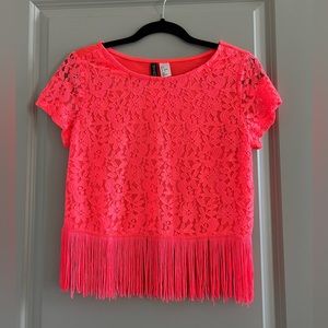 NWT! Bright Coral Fringe Top from H&M
